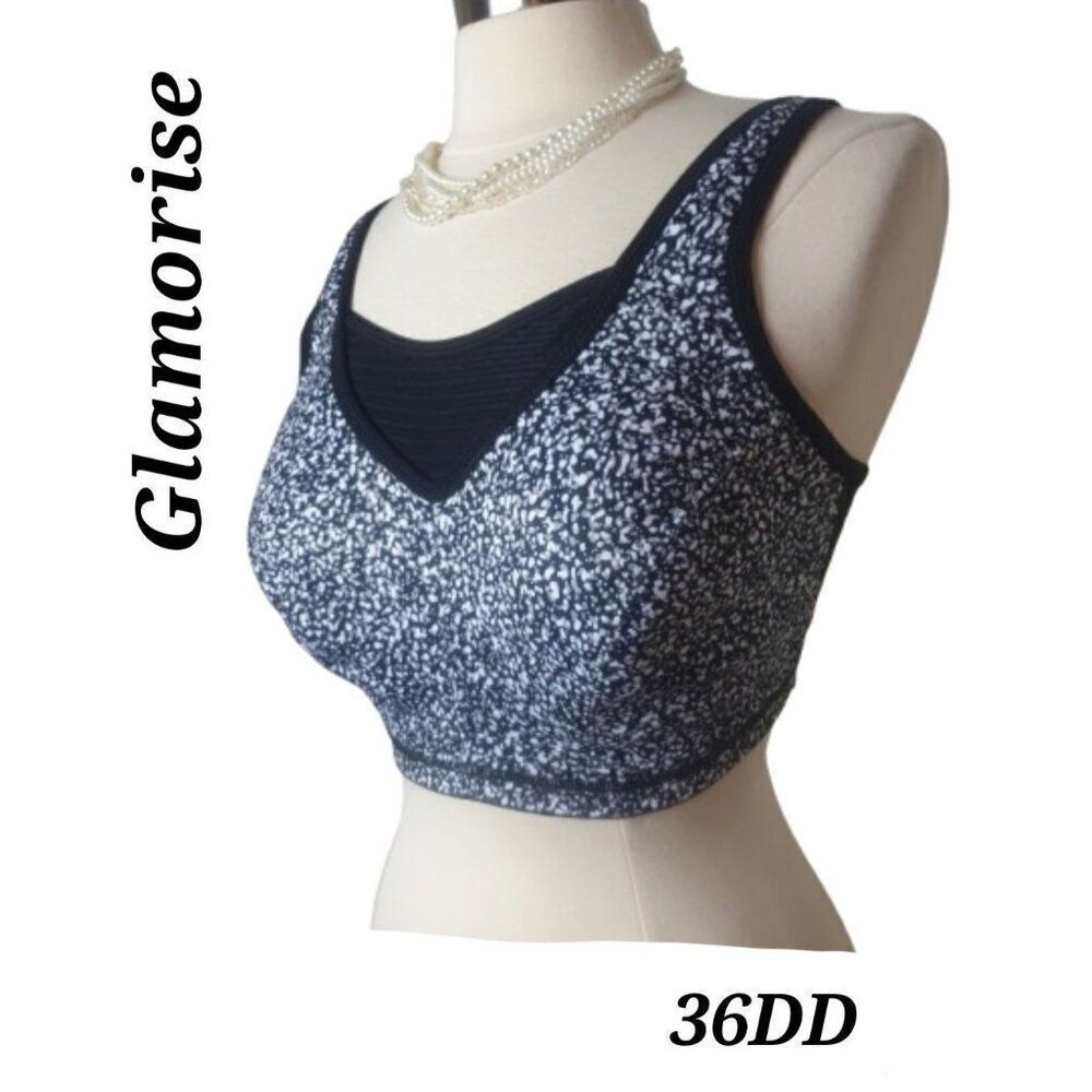 Glamorise Sport Elite Performance Bra  36DD Black/White NWOT